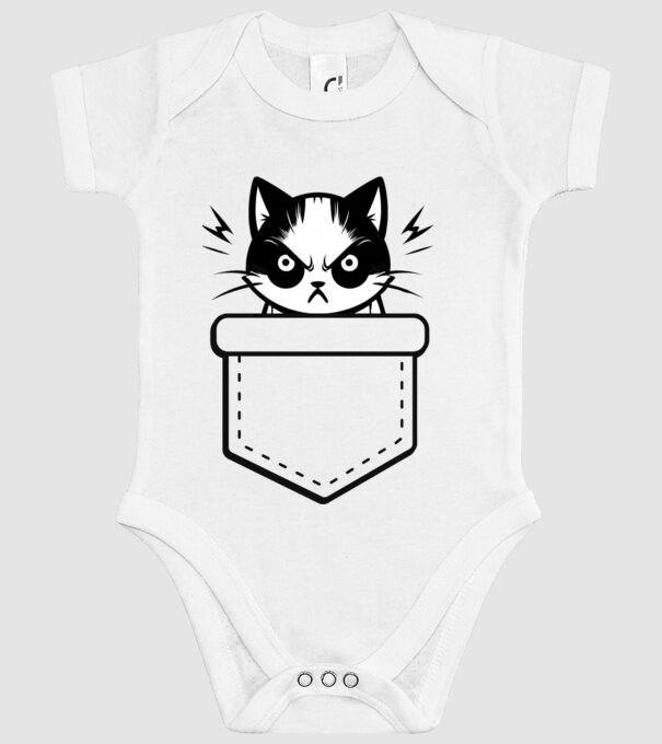 angry cat minta fehér pólón