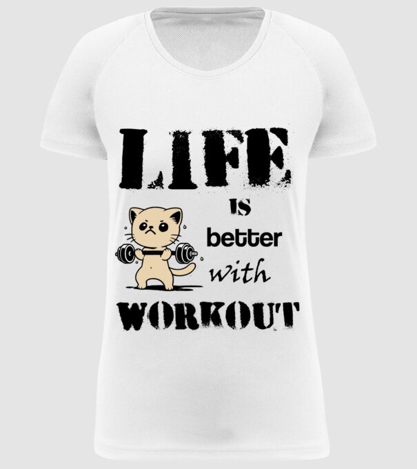 Life is better with workout minta fehér pólón