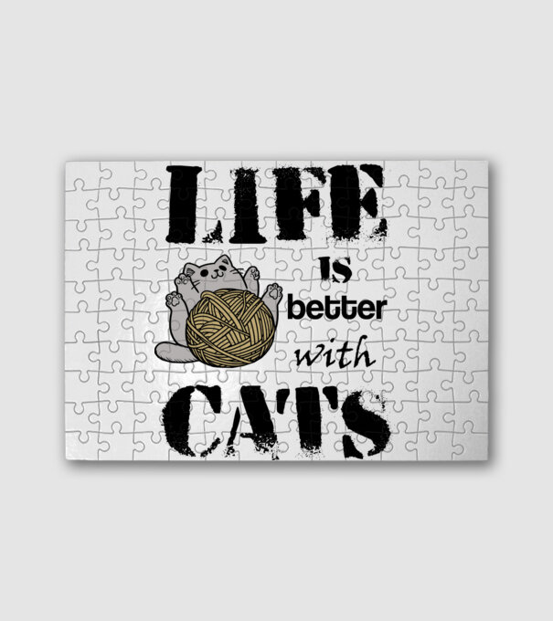 Life is better with cats minta fehér pólón