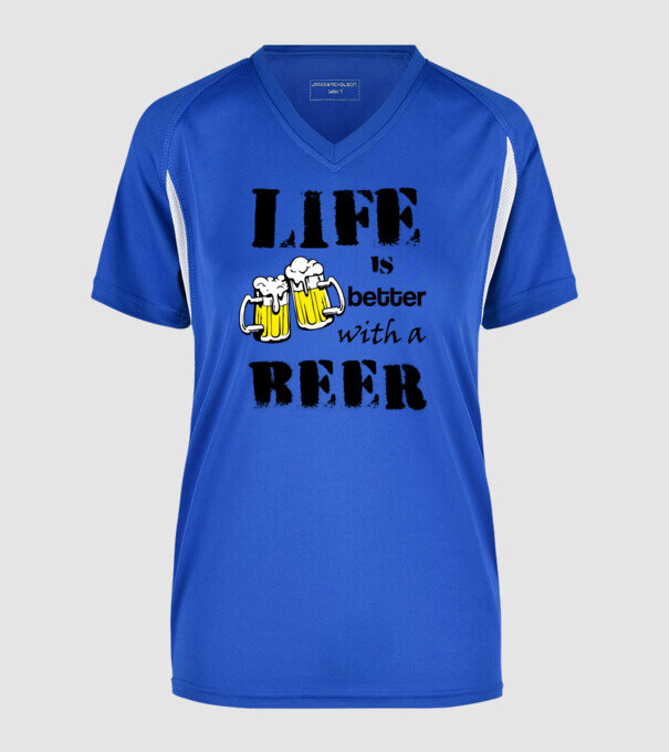 Life is better with a beer minta királykék pólón