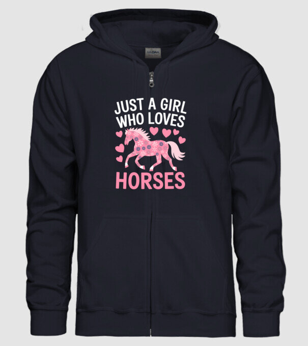 Horse Lover minta sötétkék pólón