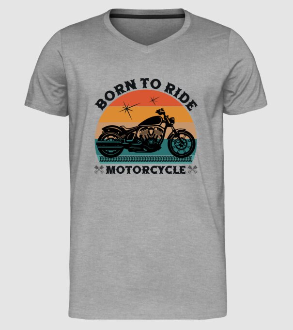 Born To Ride Motorcycle minta szürke pólón