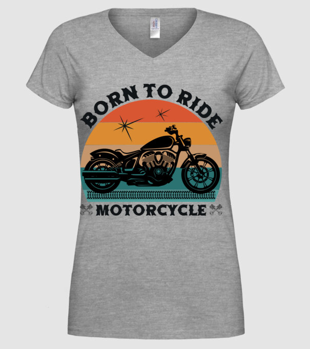 Born To Ride Motorcycle minta szürke pólón
