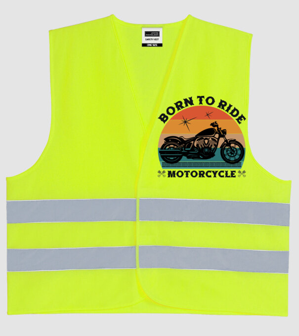 Born To Ride Motorcycle minta neonsárga pólón