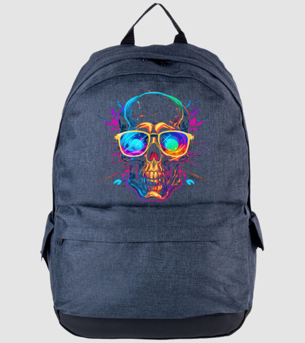 026 Skull 2 minta farmerkék pólón