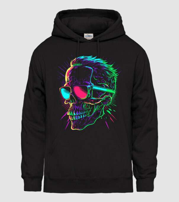 025 Skull 1 minta fekete pólón