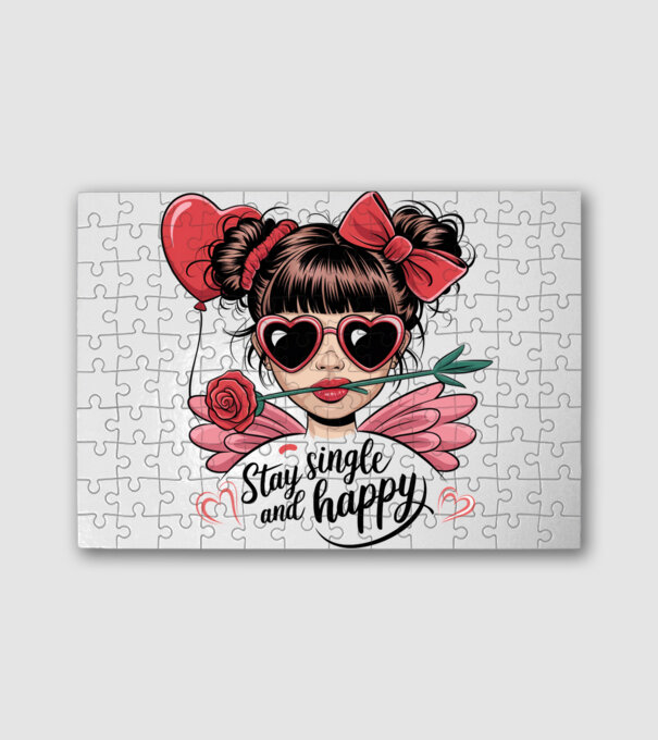 Stay Single minta fehér pólón