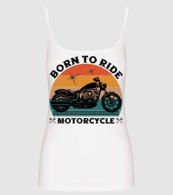 Born To Ride Motorcycle minta fehér pólón
