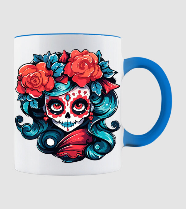 Día de Muertos minta világoskék pólón