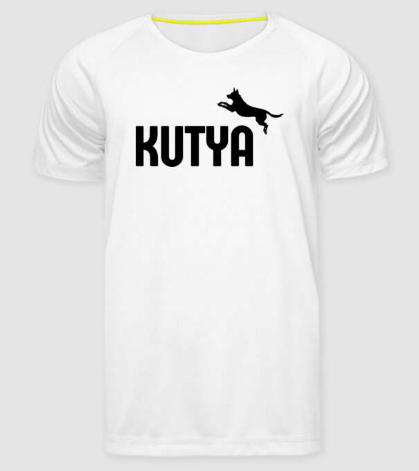 Kutya minta fehér pólón