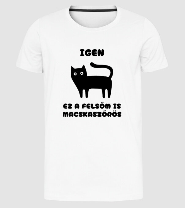 Igen ez a felsőm is macskaszőrös teljes cica minta fehér pólón