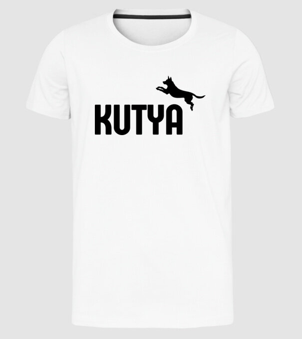 Kutya minta fehér pólón