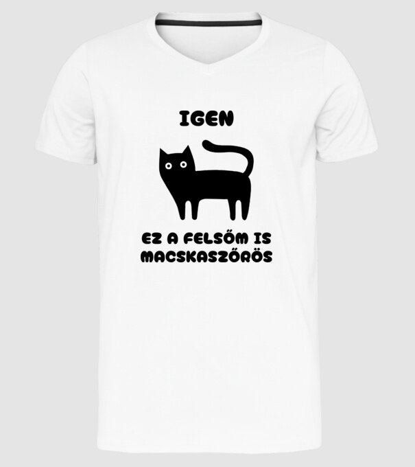 Igen ez a felsőm is macskaszőrös teljes cica minta fehér pólón