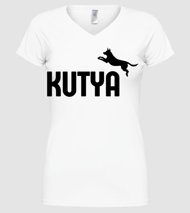 Kutya minta fehér pólón