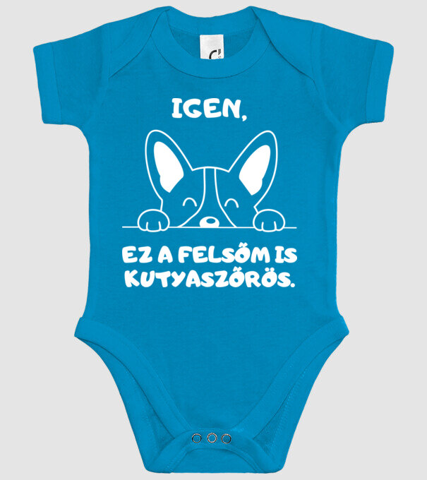 Igen, ez a felsőm is kutyaszőrös minta türkiz pólón