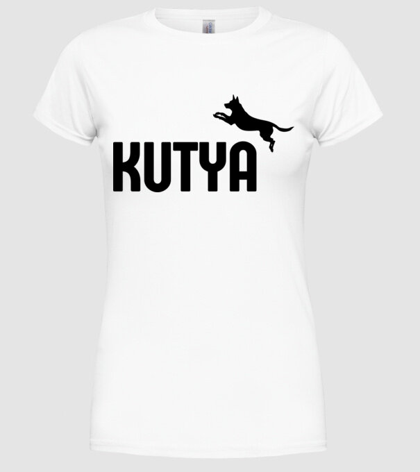 Kutya minta fehér pólón