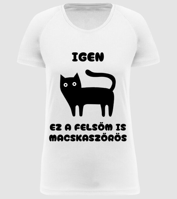 Igen ez a felsőm is macskaszőrös teljes cica minta fehér pólón