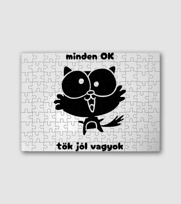 Minden ok, tök jól vagyok cica minta fehér pólón