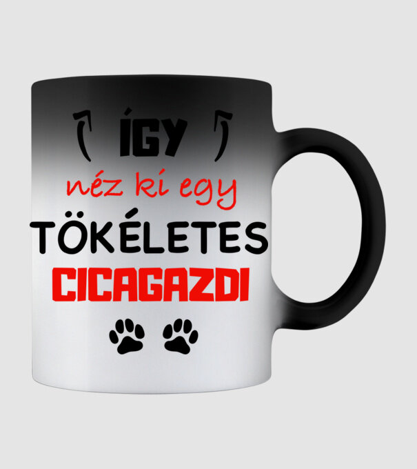 így néz ki egy tökéletes cicagazdi minta fekete pólón