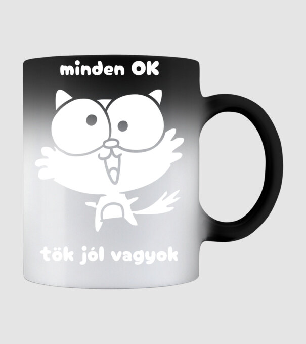 minden OK tök jól vagyok - cica minta fekete pólón