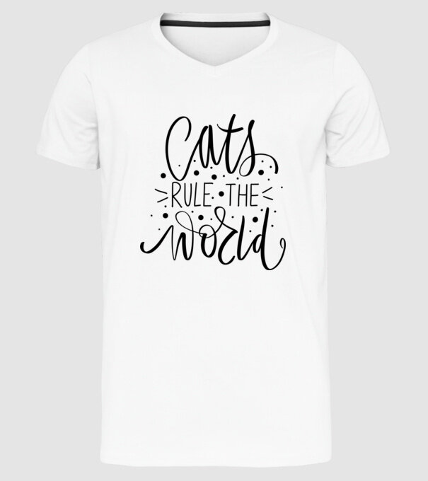 Cats rule the world minta fehér pólón