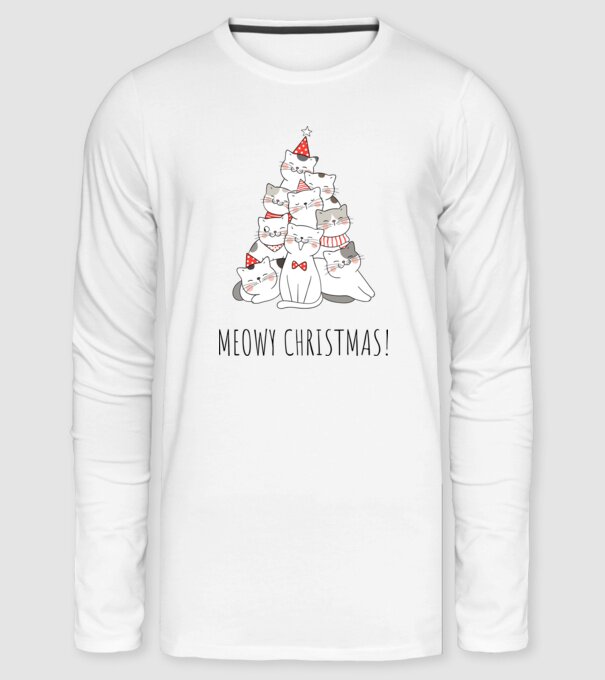 All I Want For Christmas IS MEOW minta fehér pólón