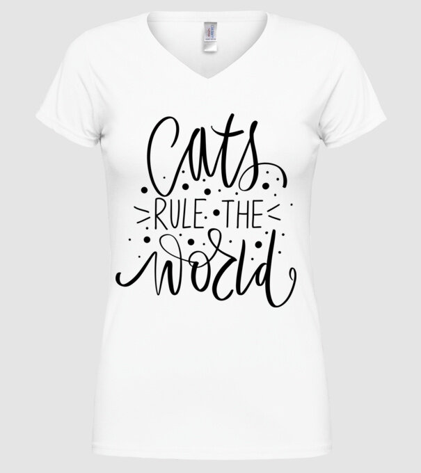 Cats rule the world minta fehér pólón
