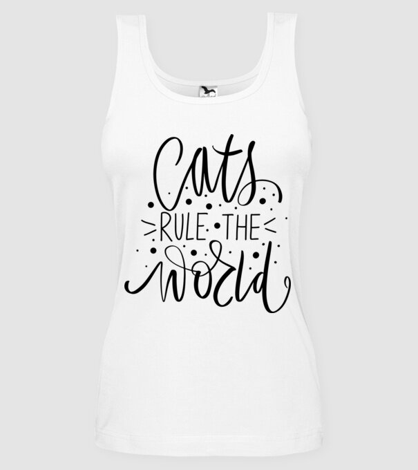Cats rule the world minta fehér pólón