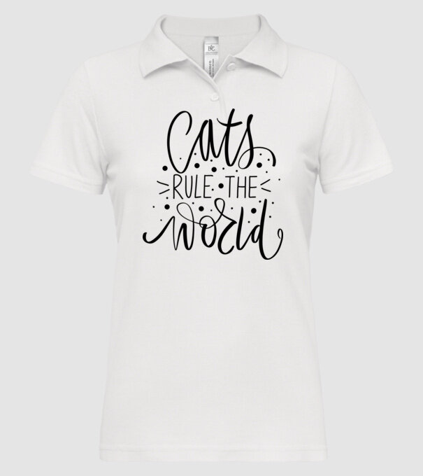 Cats rule the world minta fehér pólón