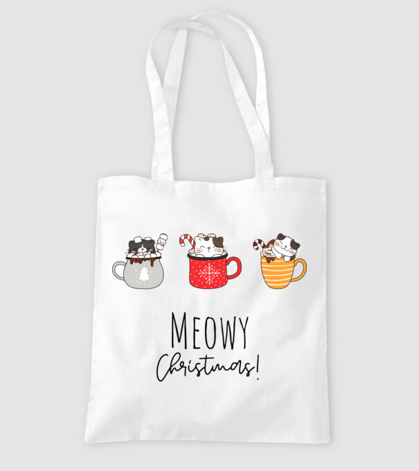 Meowy Christmas! minta fehér pólón