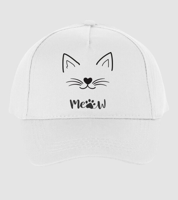 Meow minta fehér pólón