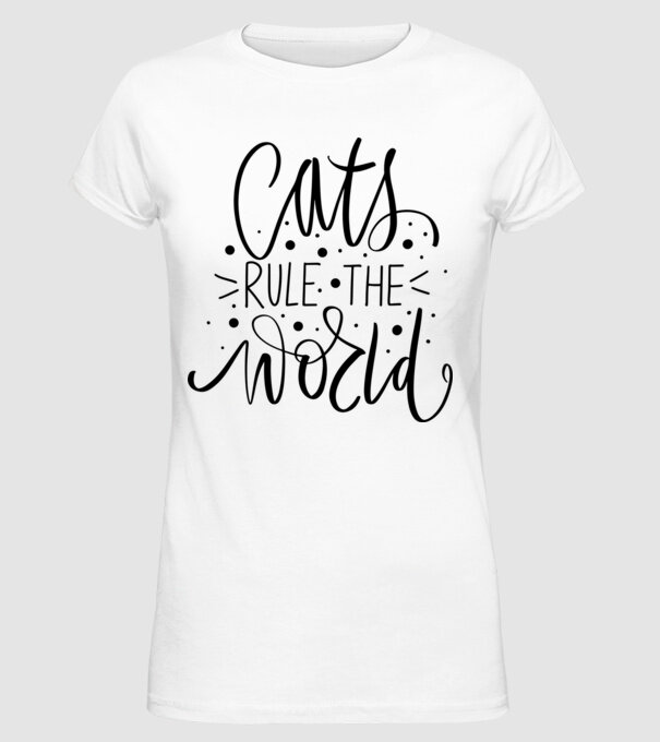 Cats rule the world minta fehér pólón