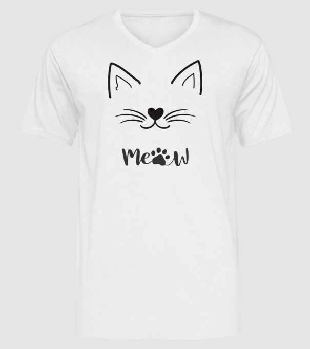 Meow minta fehér pólón