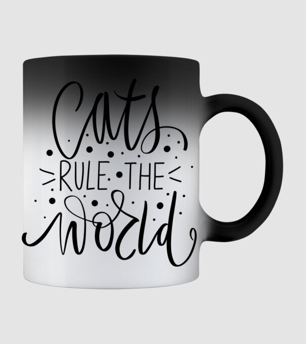 Cats rule the world minta fekete pólón