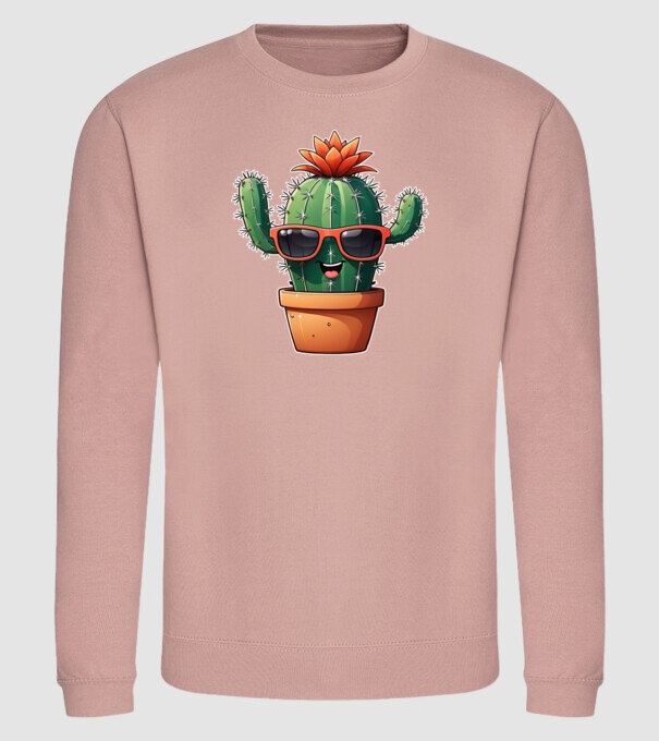 Napszemüveges kaktus minta dusty pink pólón