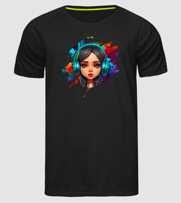 Gamer lány minta fekete pólón