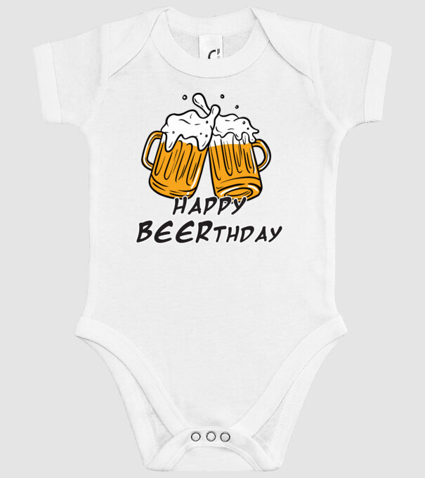 Happy Beerthday - Boldog születés napot! minta fehér pólón