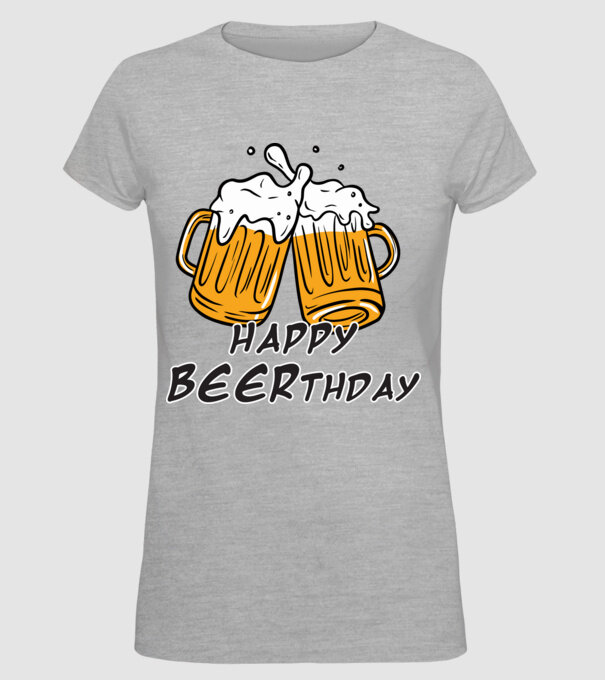Happy Beerthday - Boldog születés napot! minta szürke pólón