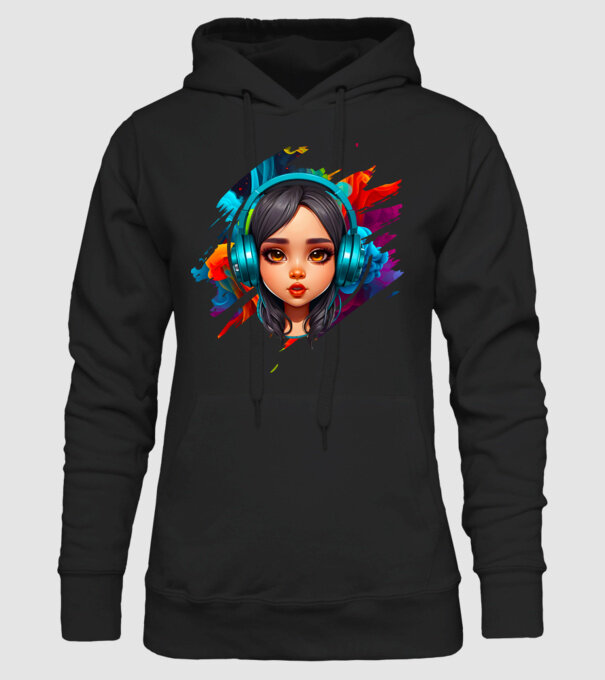 Gamer lány minta fekete pólón