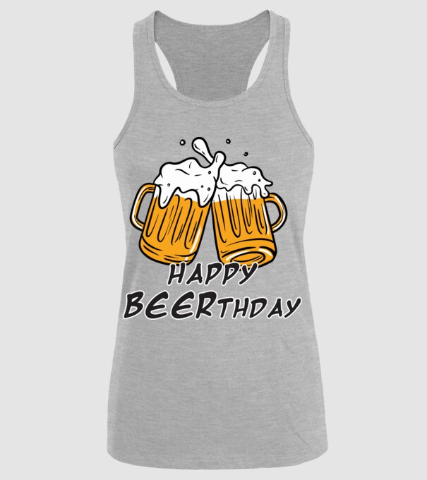 Happy Beerthday - Boldog születés napot! minta szürke pólón