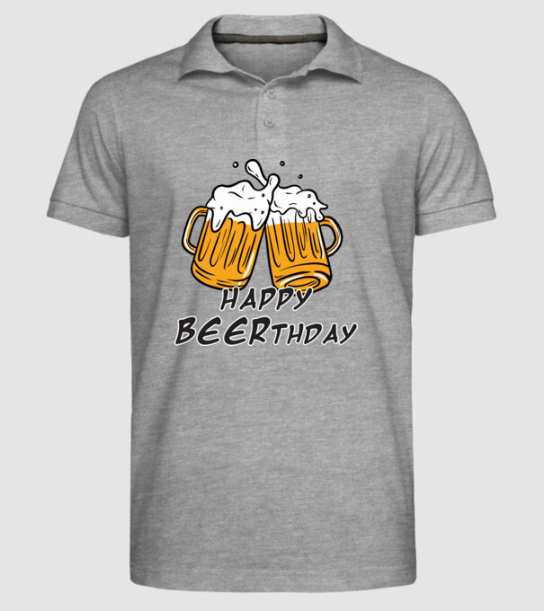 Happy Beerthday - Boldog születés napot! minta szürke pólón