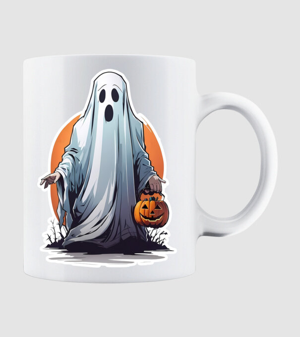 halloween szellem minta fehér pólón