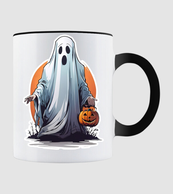 halloween szellem minta fekete pólón