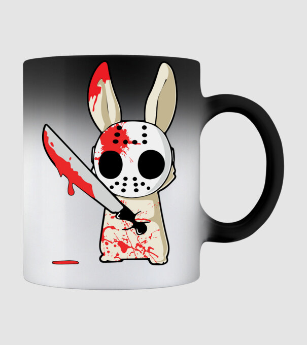 Horror nyuszi halloween pólóminta minta fekete pólón