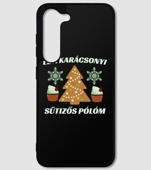 Karácsonyi sütizős minta fekete pólón