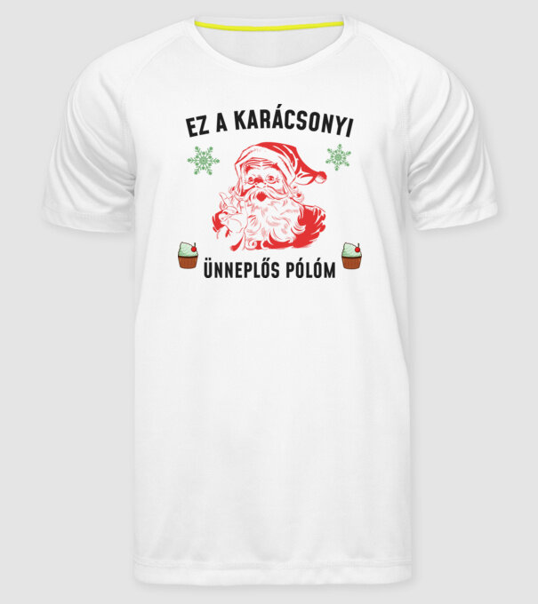Karácsonyi ünneplős minta fehér pólón