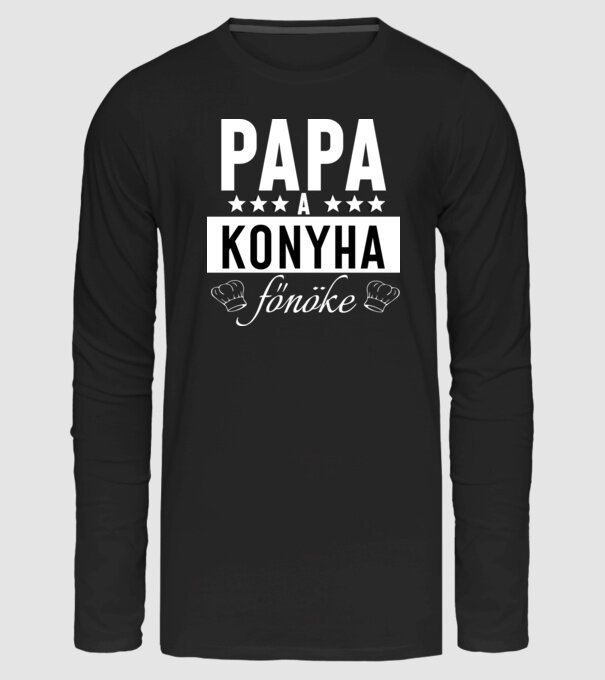 Papa A Konyha Főnöke minta fekete pólón