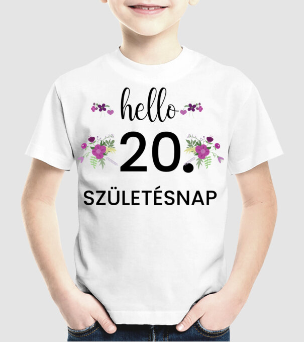 Hello 20 minta fehér pólón