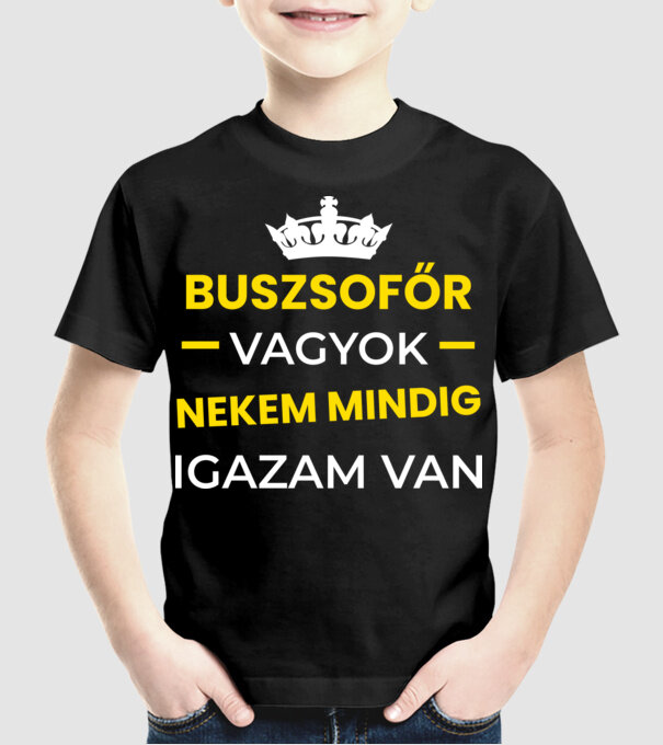 Buszsofőr vagyok nekem mindig igazam van minta fekete pólón