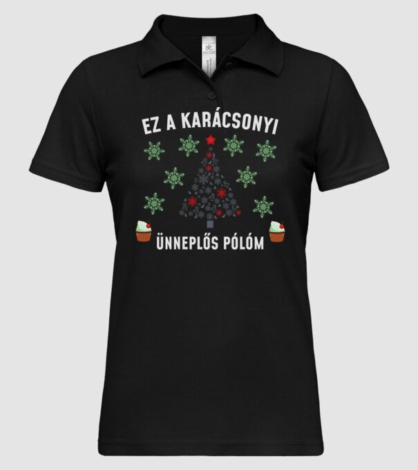Karácsonyi ünneplős minta fekete pólón